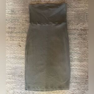 Express Olive Ribbed Mini Dress